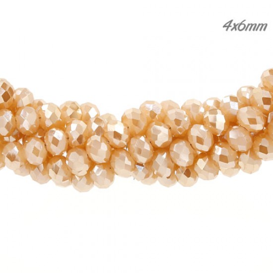 4x6mm Chinese Rondelle Crystal Beads Strand, opaque brown light, about 95 Pcs