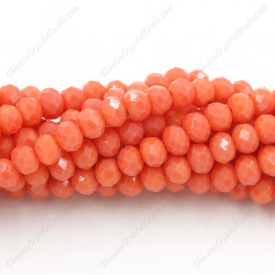 4x6mm opaque coral Chinese Rondelle Crystal Beads about 95 beads
