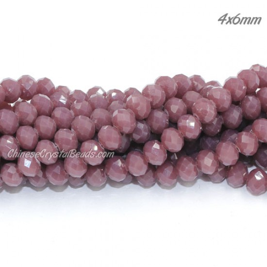 4x6mm Chinese Rondelle Crystal Beads Strand, opaque purple, about 95 beads