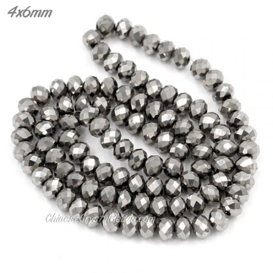 4x6mm Silver Chinese Rondelle Crystal Beads about 95 beads
