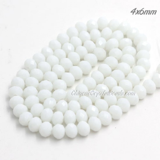 4x6mm White Linen Chinese Rondelle Crystal Beads about 95 beads