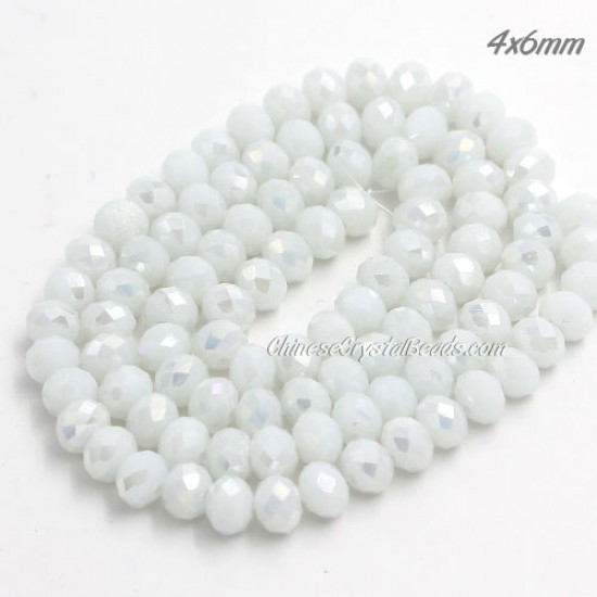 4x6mm White Linen AB Chinese Rondelle Crystal Beads about 95 beads