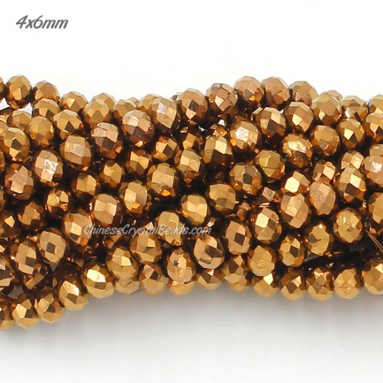 4x6mm Copper Chinese Rondelle Crystal Beads about 95 beads