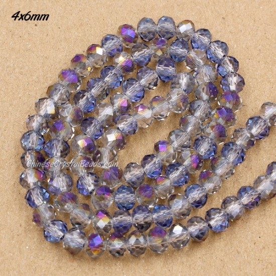 4x6mm half purple light Chinese Rondelle Crystal Beads about 95Pcs 