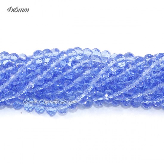 4x6mm Chinese Rondelle Crystal Beads, lt sapphire, about 95 Pcs