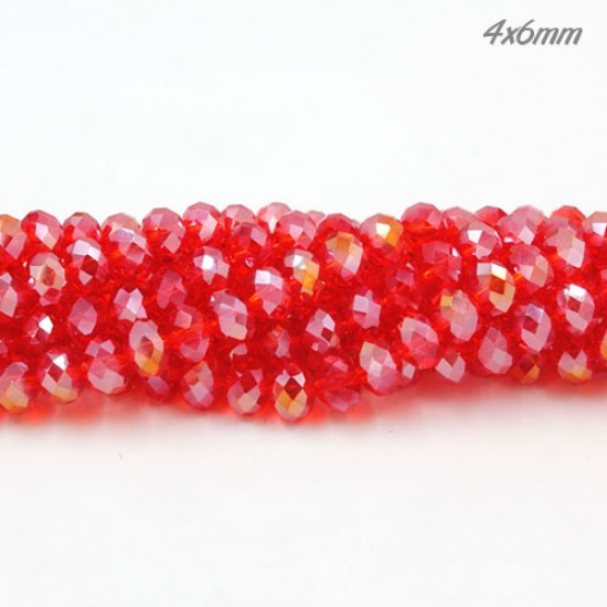 4x6mm Light siam AB chinese crystal  Rondelle beads about 95 beads