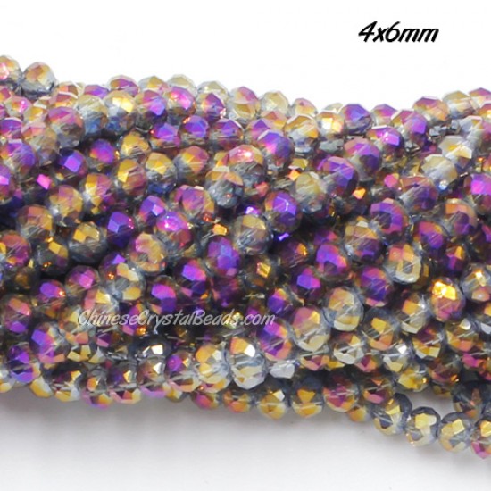 4x6mm purple and yellow light Chinese Rondelle Crystal Beads 95Pcs 