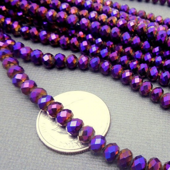 4x6mm purple light Chinese Rondelle Crystal Beads about 95 beads