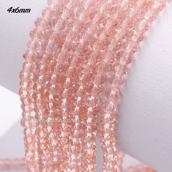 4x6mm rosaline Chinese Rondelle Crystal Beads about 95Pcs 