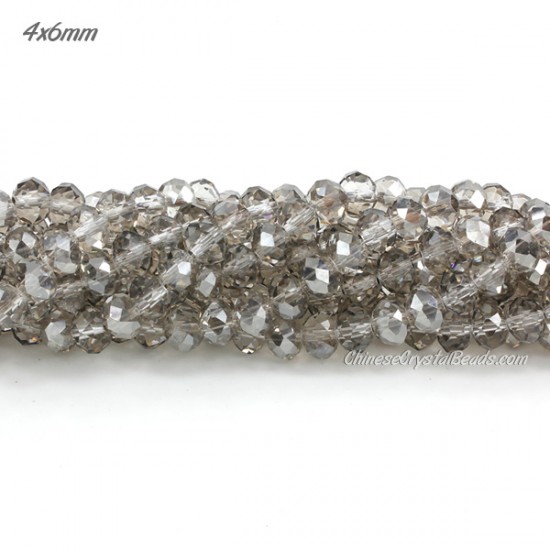 4x6mm Chinese Rondelle Crystal Beads, silver shade about 95 Pcs