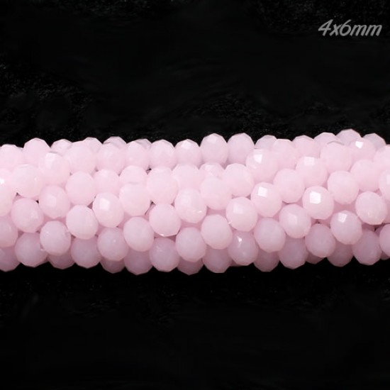4x6mm Chinese Rondelle Crystal Beads Strand, pink jade, about 95 beads