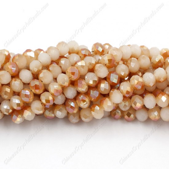 4x6mm Chinese Rondelle Crystal Beads, jade white yellow about 95 Pcs