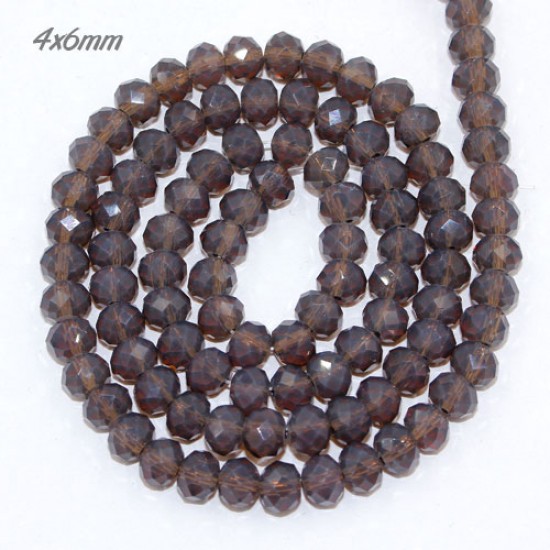 4x6mm dark gray jade Chinese Rondelle Crystal Beads about 95 beads