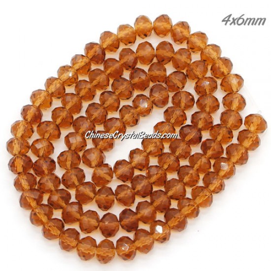 4x6mm Smoked Topaz Chinese Rondelle Crystal Beads about 95 beads