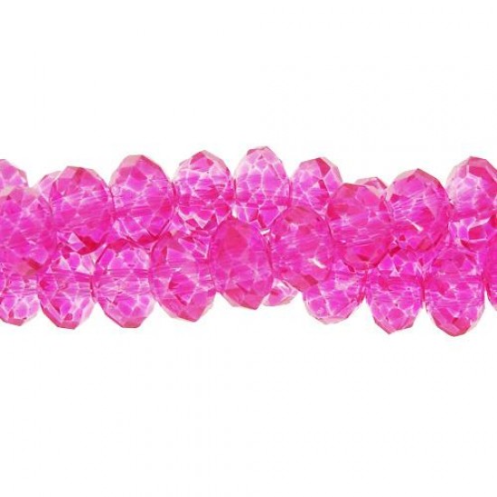 4x6mm Chinese Rondelle Crystal Beads Fuchsia(pating color not the glass color) about 95Pcs