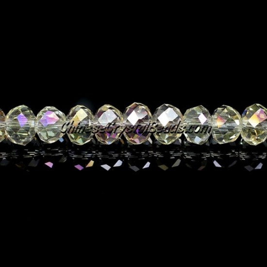 Chinese Rondelle Crystal Beads strand, 6x8mm, yellow light ,about 70 beads