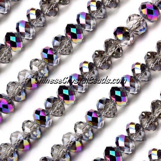 chinese crystal Rondelle bead Strand, 6x8mm, Half Rainbow, about 70 beads