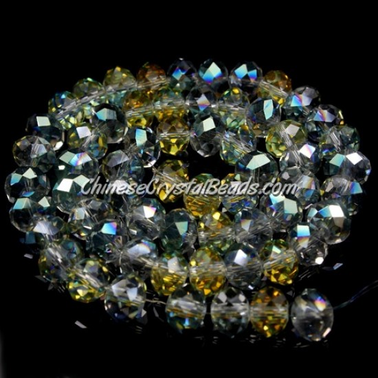 chinese crystal Long Bead Strand, Inside Reflective yellow, 6x8mm, about 70 beads