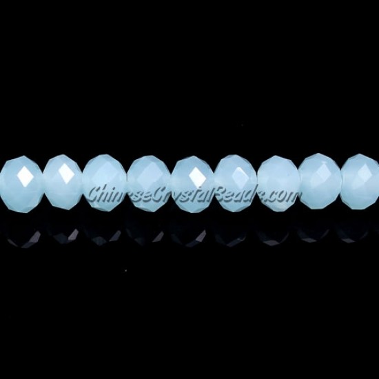 chinese crystal Long rondelle beads, 6x8mm, opal blue jade , about 70 beads