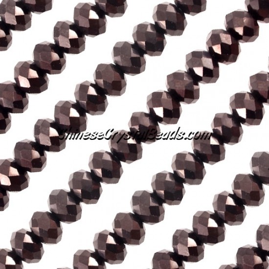 Chinese Rondelle Crystal Beads, 6x8mm, Hematite , about 70 beads