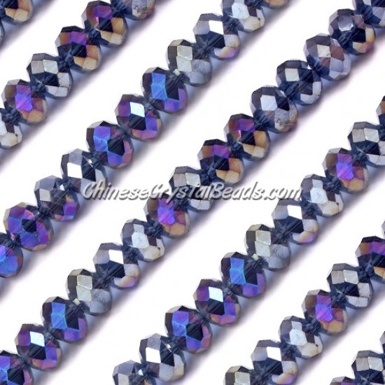 chinese crystal Bead Strand, Mexican Blue AB, 6x8mm, about 70 beads