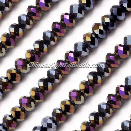 chinese crystal Bead Strand, Black AB, 6x8mm, about 70 beads