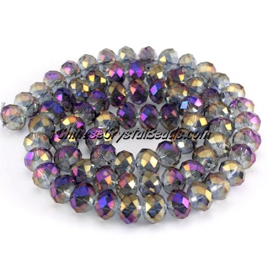 chinese crystal Long Rondelle Bead Strand, Transparent purple, 6x8mm ,about 70 beads