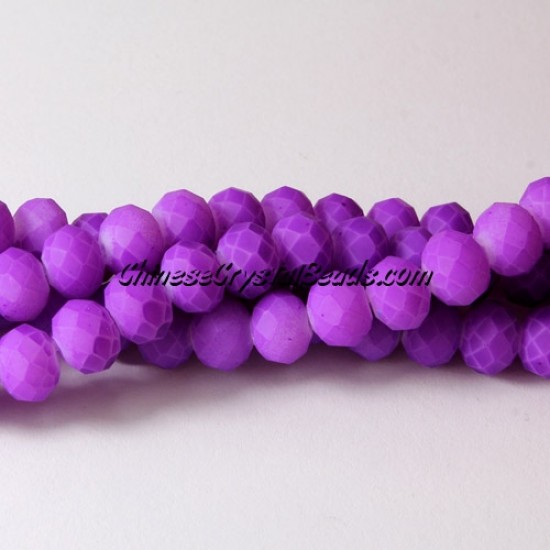 Chinese Rondelle Crystal Beads, 6x8mm, plated rubber, colorful purple, about 70 beads