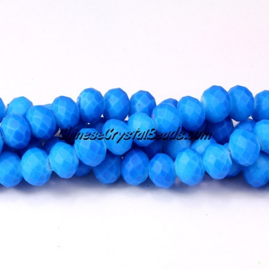 Chinese Rondelle Crystal Beads, 6x8mm, plated rubber, colorful capri blue, about 70 beads