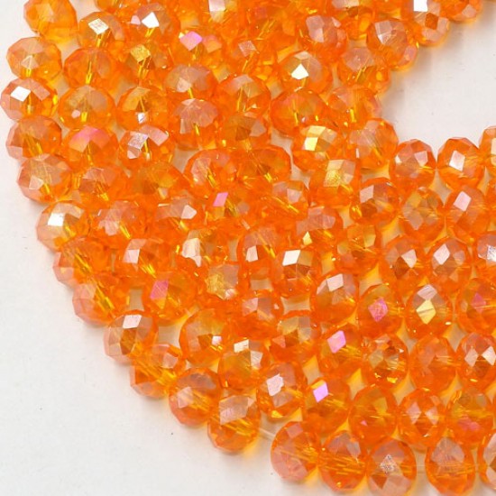Chinese Rondelle Crystal Beads, orange AB, 6x8mm , about 70 beads
