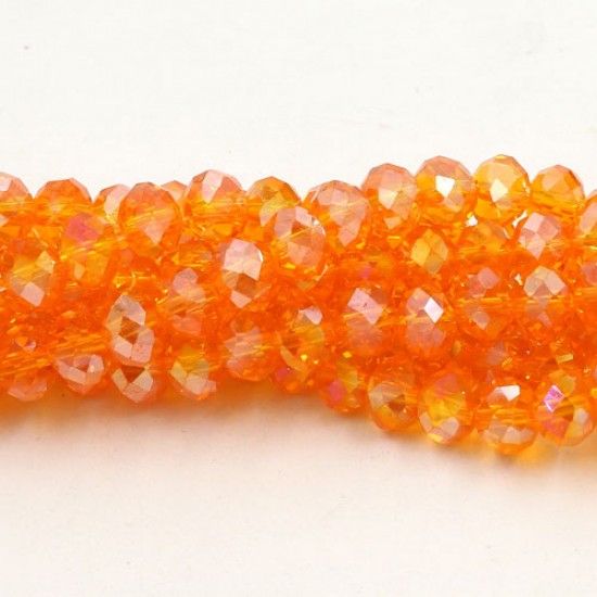 Chinese Rondelle Crystal Beads, orange AB, 6x8mm , about 70 beads