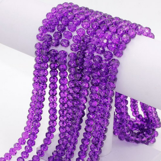 6x8mm rondelle crystal beads, paint violet color, 70 beads