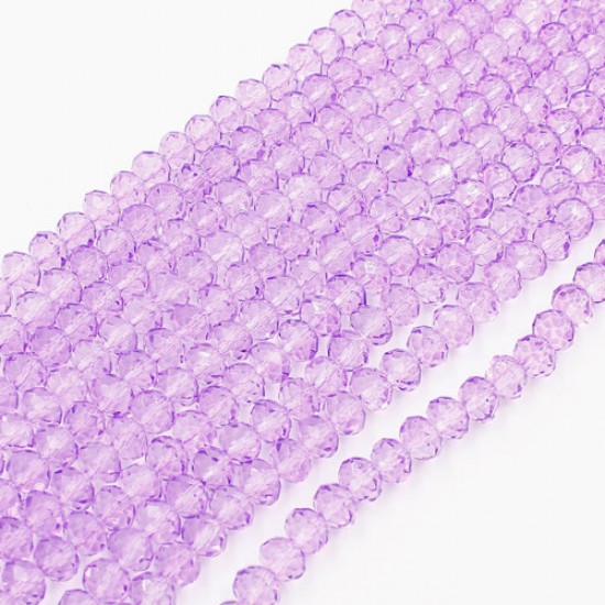 6x8mm rondelle crystal beads, paint orchid color, 70 beads