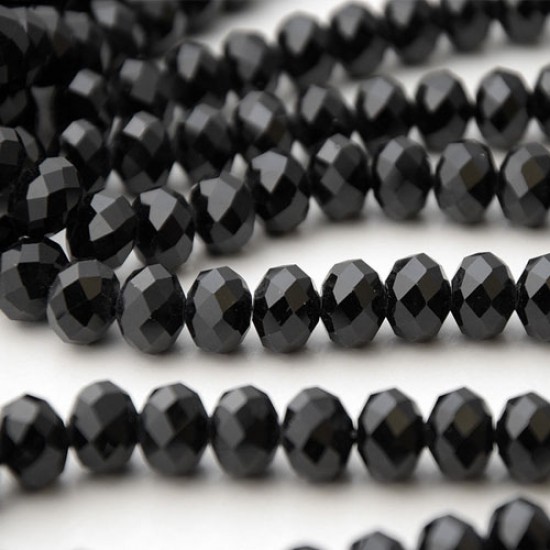 Chinese Rondelle Crystal Beads, black, 6x8mm, about 70 beads