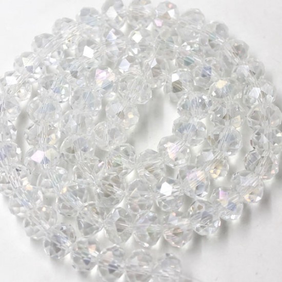 chinese crystal Long Bead Strand, Clear AB, 6x8mm ,about 70 beads