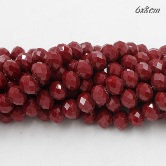 Chinese Rondelle Crystal Beads, dark Red Velvet, 6x8mm, about 70 beads