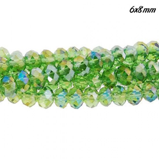70Pcs 6x8mm Rondelle Crystal Beads fern green AB