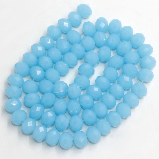 Chinese Rondelle Crystal Beads, 6x8mm, opaque aque, about 70 beads