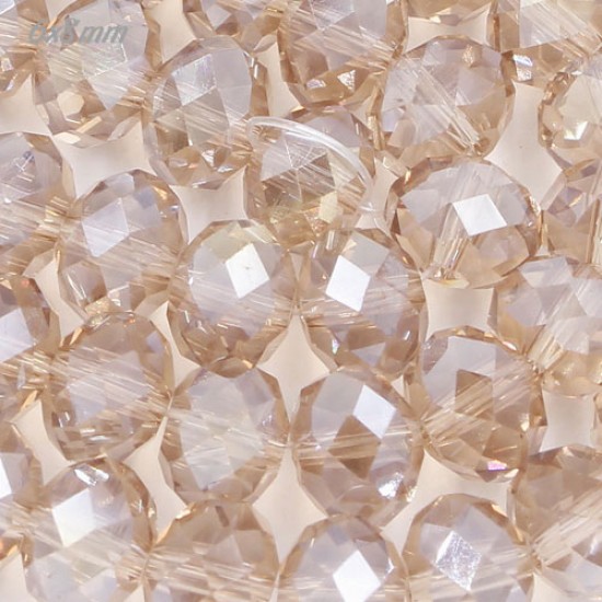 6x8mm rondelle crystal beads, silver champagne satin, 70 beads