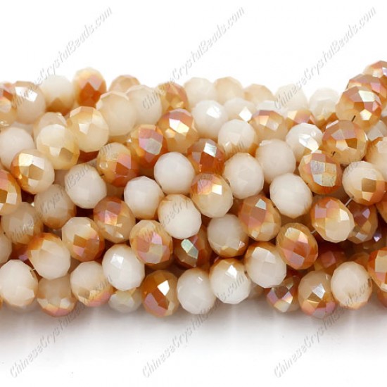 chinese crystal Rondelle Bead Strand, 6x8mm, white jade brown jade, about 70 beads