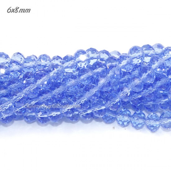 chinese crystal Bead Strand, Light Sapphire, 6x8mm, about 70 beads