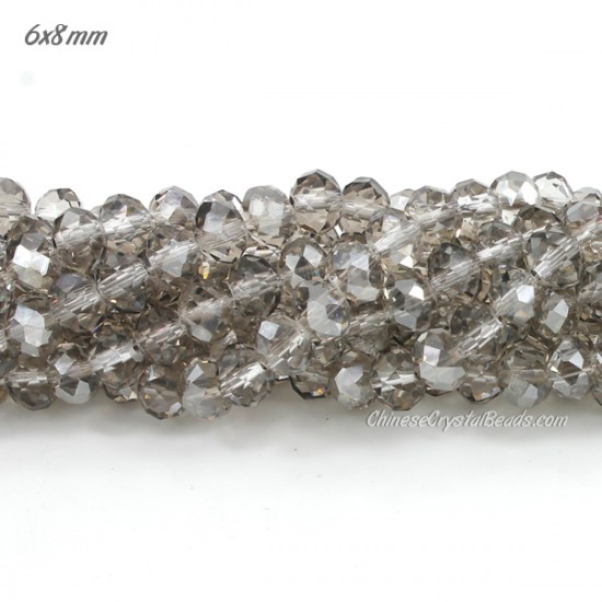 6x8mm Chinese Rondelle Crystal Beads silver shade about 70 beads