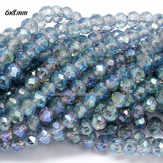 6x8mm transparent green light Chinese Rondelle Crystal Beads about 70 beads