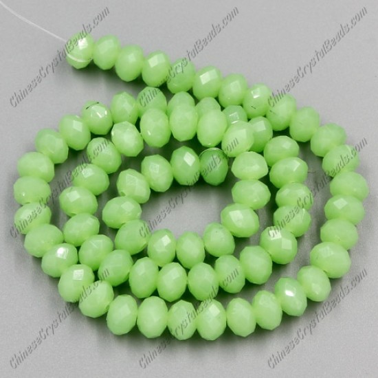 Chinese Rondelle Crystal Beads, green jade, 6x8mm , about 70 beads