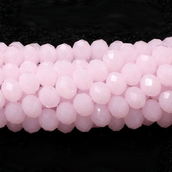 chinese crystal Faceted Rondelle Bead Strand, Pink jade, 6x8mm, about 70 beads