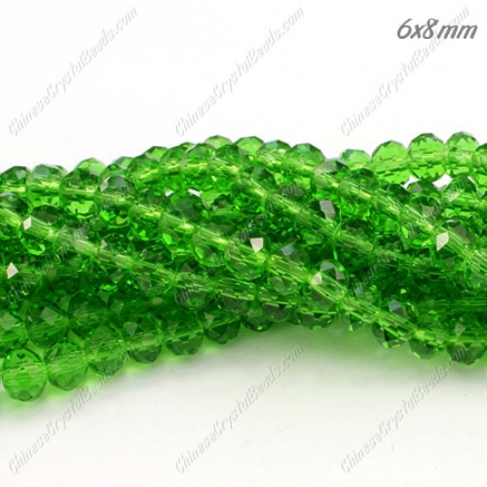 chinese crystal Bead Strand, fern green, 6x8mm, about 70 beads