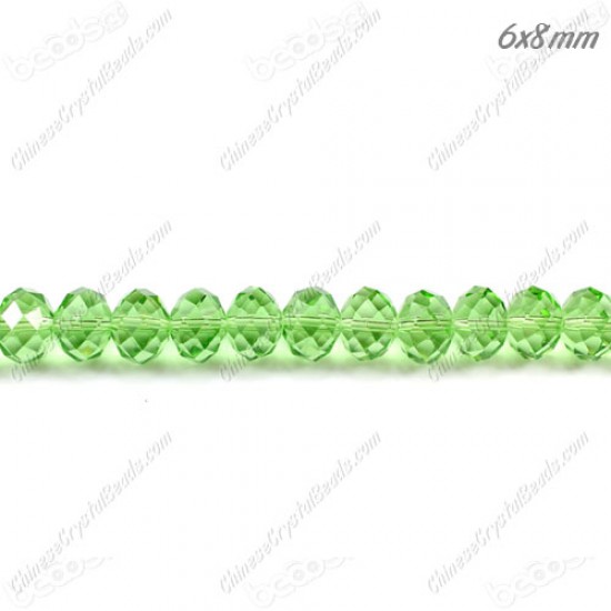 chinese crystal Bead Strand, lime green, 6x8mm, about 70 beads