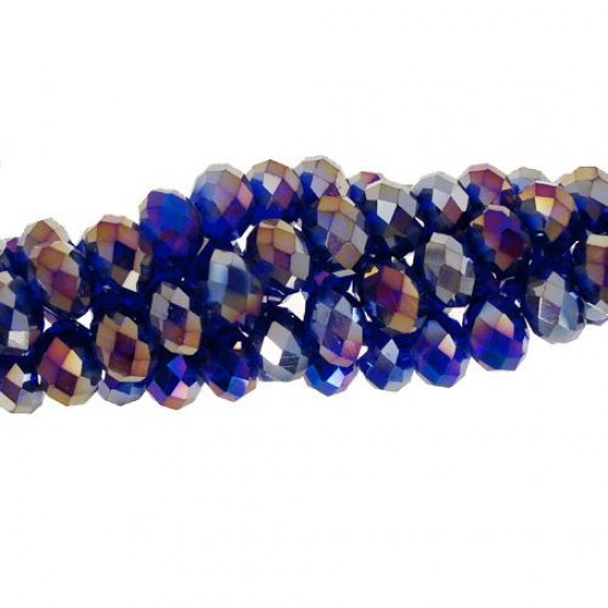 chinese crystal Long rondelle beads, 6x8mm, Sapphire AB, about 70 beads