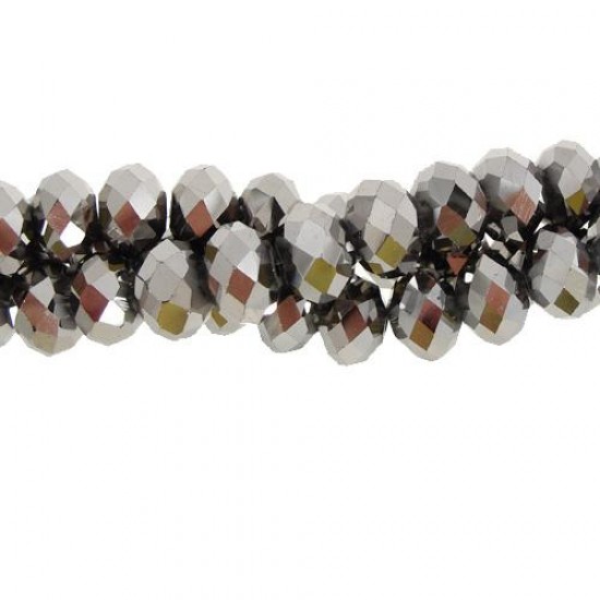 chinese crystal  rondelle beads, 6x8mm, Silver , about 70 beads