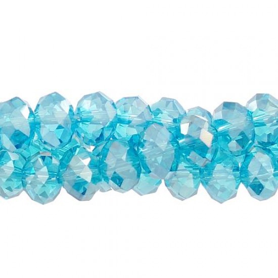 chinese crystal Rondelle Bead Strand, Aqua AB, 6x8mm , about 70 beads
